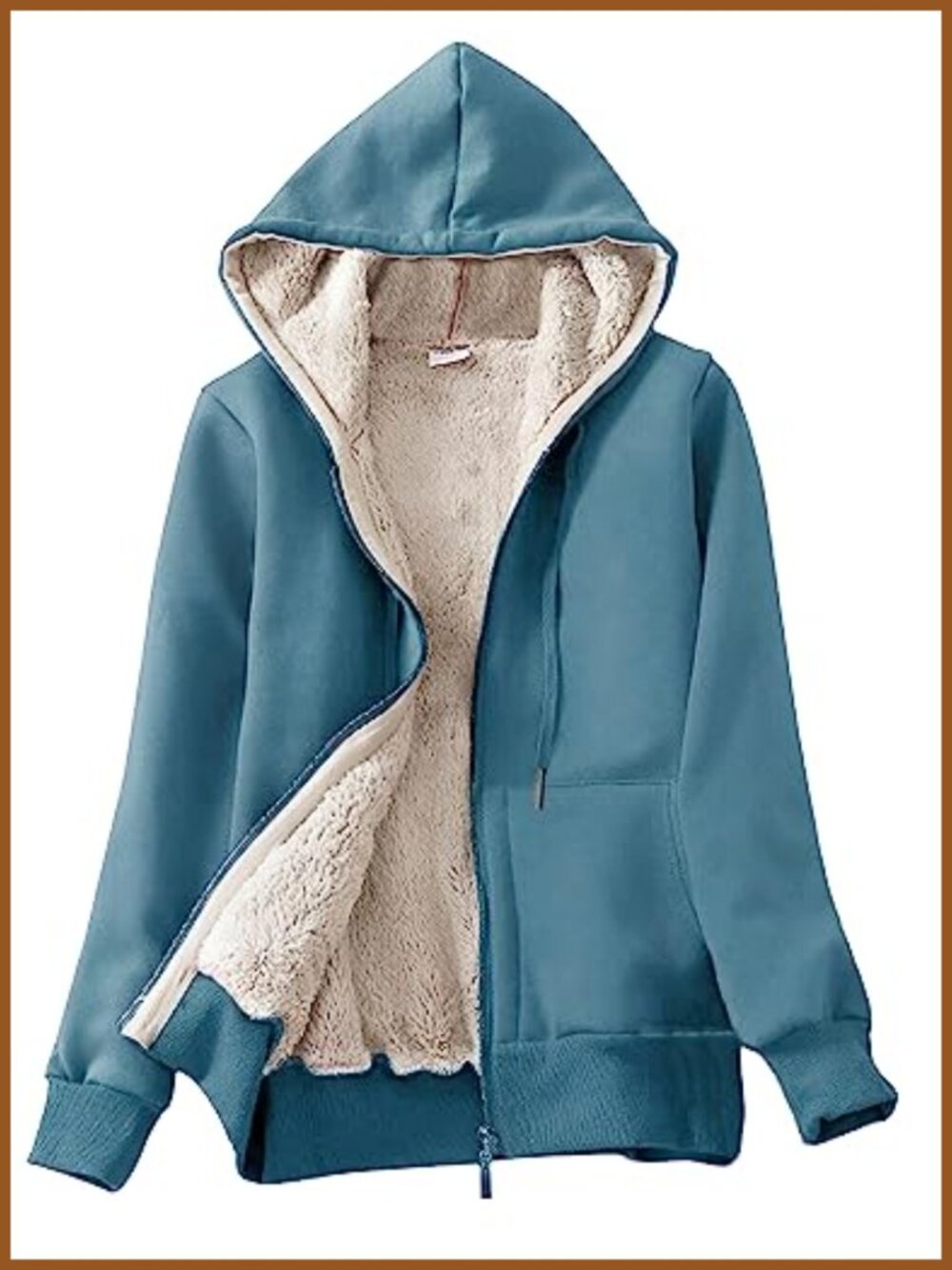 Sherpa Lined Full Zip Hoodie Sweatshirt Jacket Coat